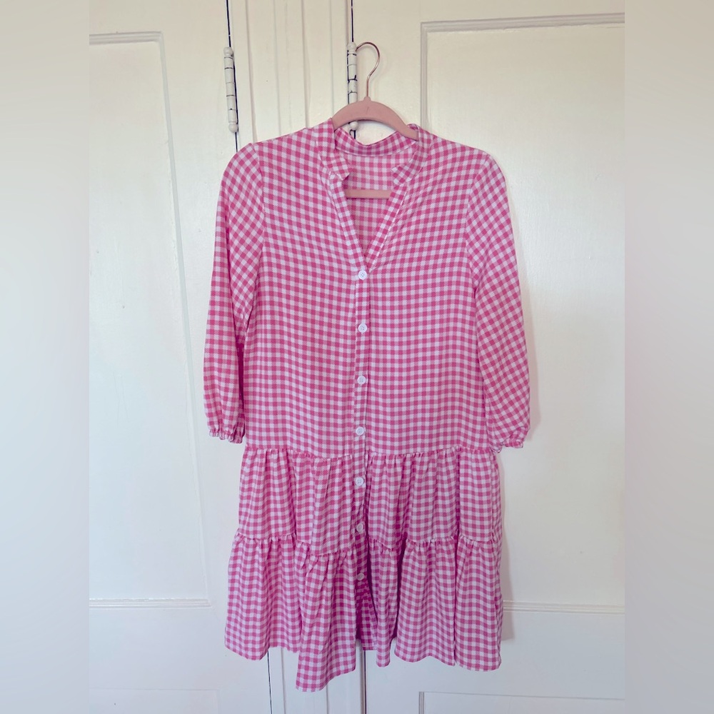 NWOT SHEIN Pink Checkered Button-Up Dress